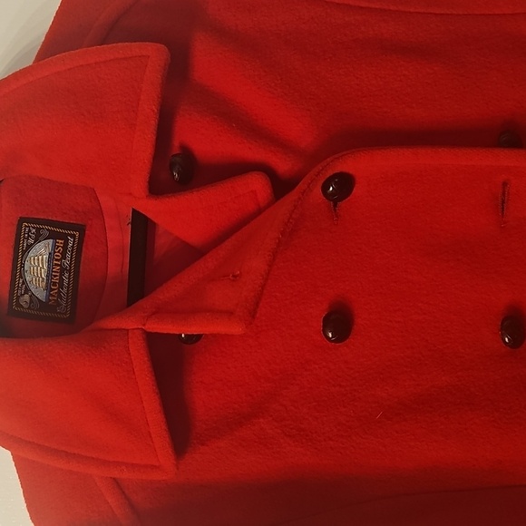 Women's Red Double-Breasted Coat By Mackintosh Autgentic Vintage. Futs A Medium - Picture 2 of 5